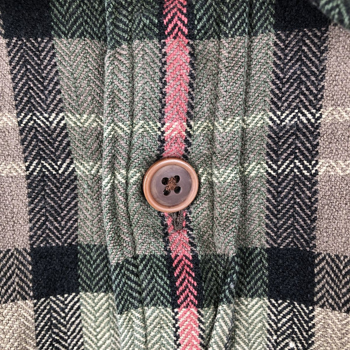 90'S GAP Old Gap Herringbone Long-Sleeve Flannel Check Shirt, Men's XL Equivalent, Thick Fabric, Vintage cotton Khaki type Vintage Second Hand