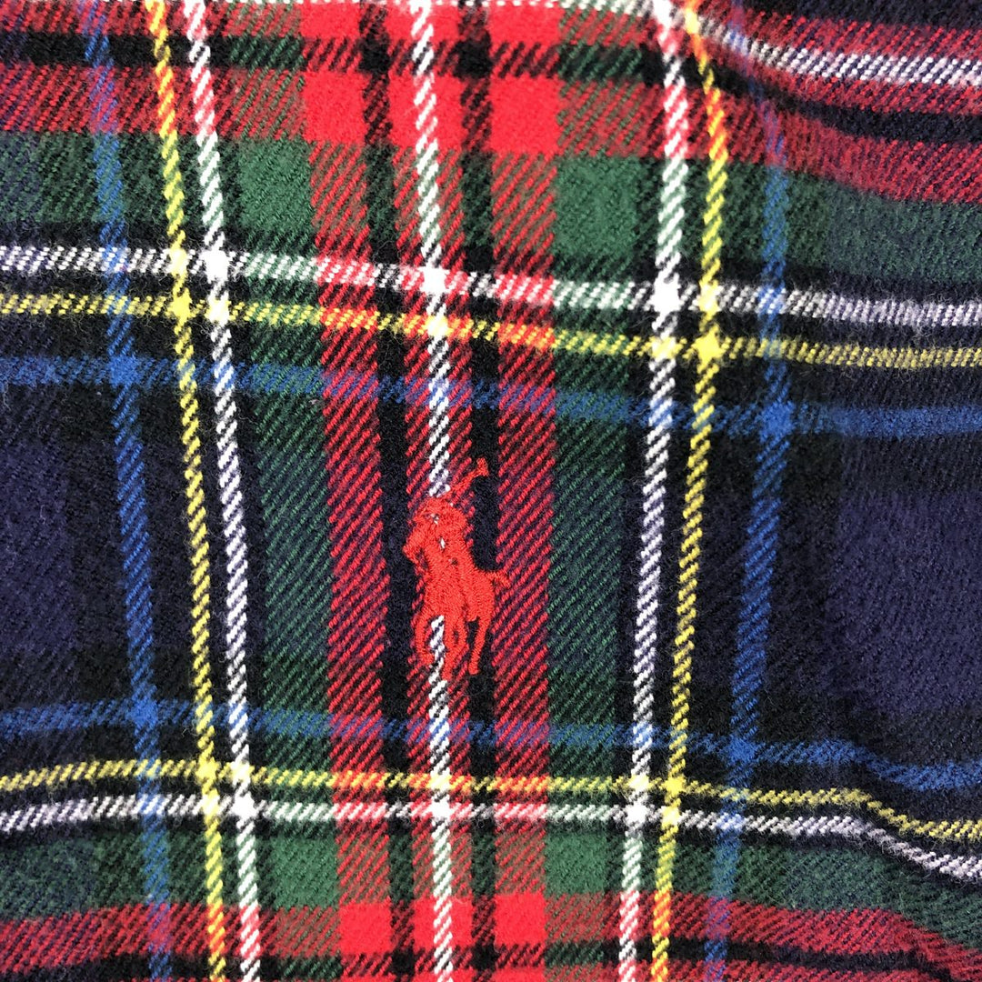 Ralph Lauren Classic Fit Long Sleeve Button Down Light Flannel Check Shirt Men's XL cotton navy blue type Vintage Second Hand