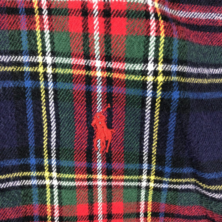 Ralph Lauren Classic Fit Long Sleeve Button Down Light Flannel Check Shirt Men's XL cotton navy blue type Vintage Second Hand