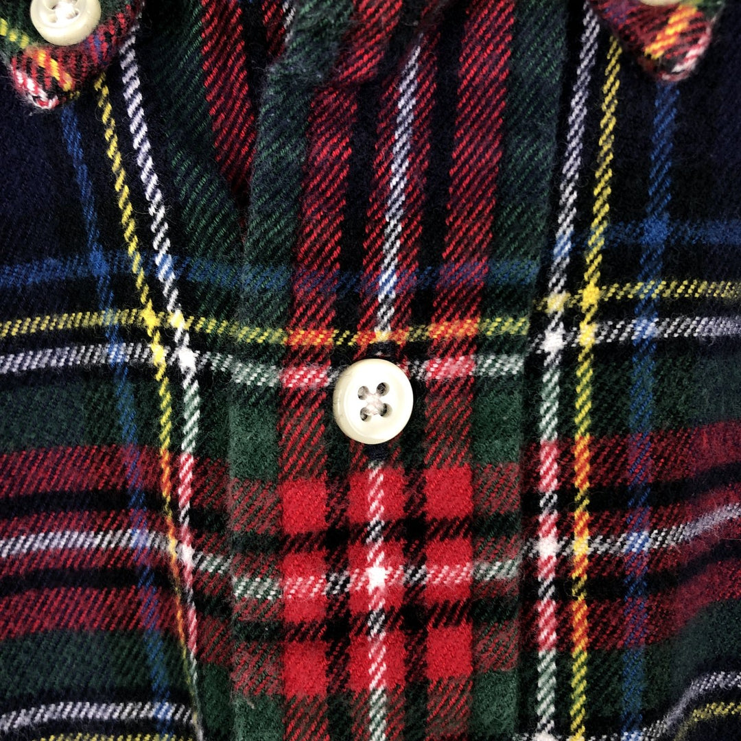 Ralph Lauren Classic Fit Long Sleeve Button Down Light Flannel Check Shirt Men's XL cotton navy blue type Vintage Second Hand