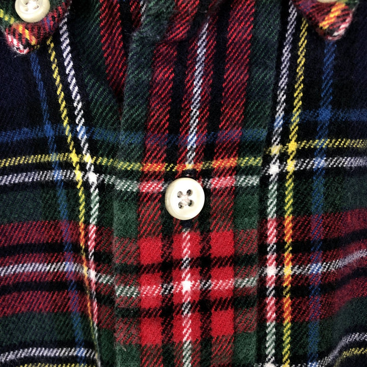 Ralph Lauren Classic Fit Long Sleeve Button Down Light Flannel Check Shirt Men's XL cotton navy blue type Vintage Second Hand