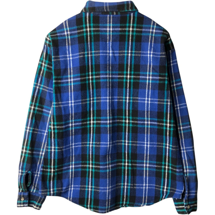 90'S FIELD and STREAM Long-Sleeve Flannel Check Shirt, Men's Size XL (Equivalent), Vintage unclear blue type Vintage Second Hand