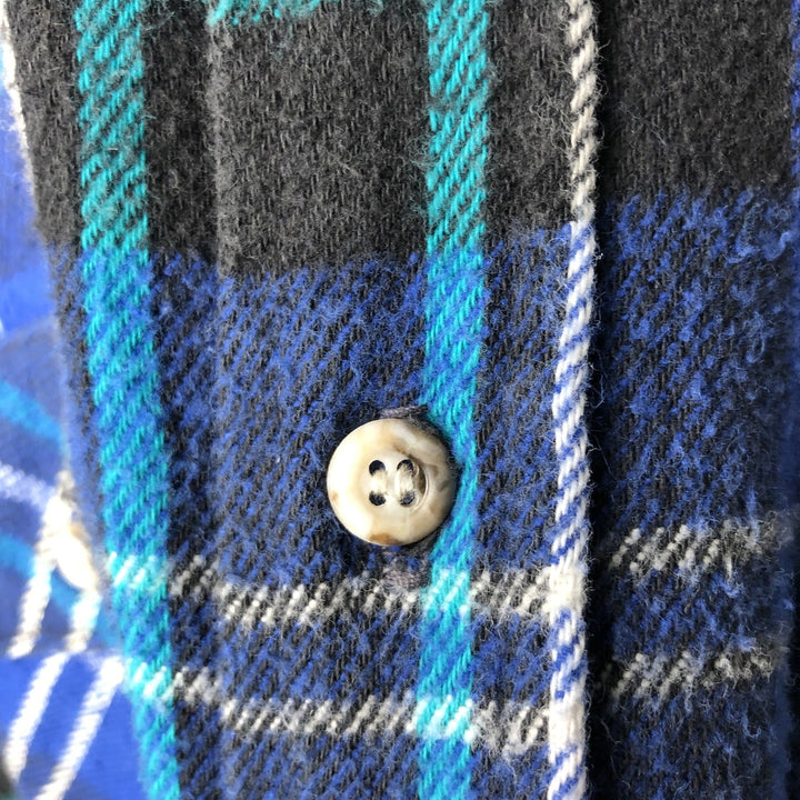 90'S FIELD and STREAM Long-Sleeve Flannel Check Shirt, Men's Size XL (Equivalent), Vintage unclear blue type Vintage Second Hand