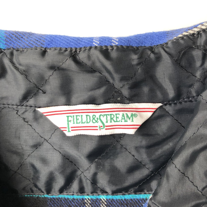 90'S FIELD and STREAM Long-Sleeve Flannel Check Shirt, Men's Size XL (Equivalent), Vintage unclear blue type Vintage Second Hand