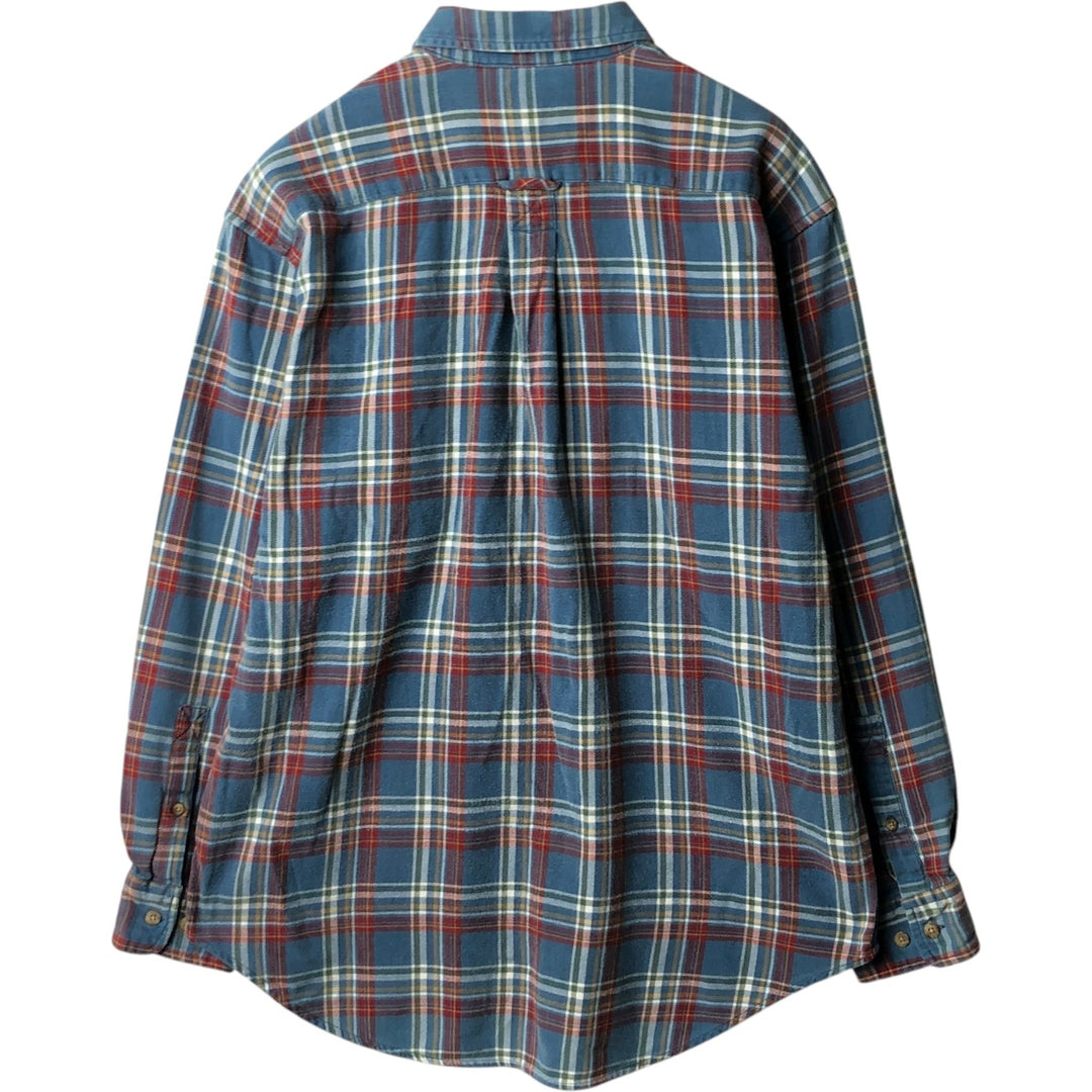 90'S GAP Vintage Long Sleeve Button-Down Flannel Check Shirt, Men's Size Medium cotton blue type Vintage Second Hand
