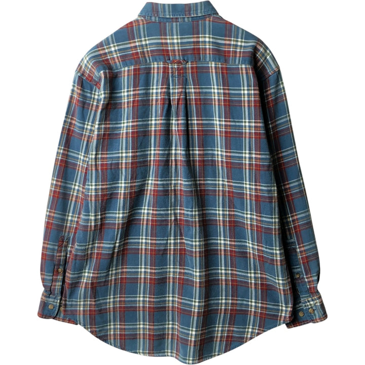 90'S GAP Vintage Long Sleeve Button-Down Flannel Check Shirt, Men's Size Medium cotton blue type Vintage Second Hand