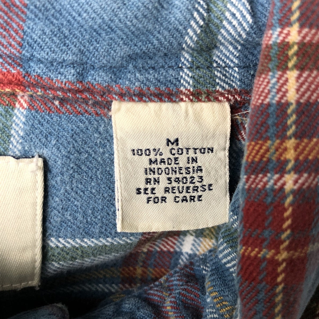 90'S GAP Vintage Long Sleeve Button-Down Flannel Check Shirt, Men's Size Medium cotton blue type Vintage Second Hand