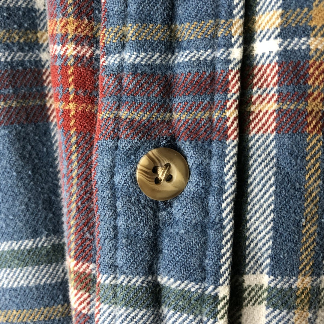 90'S GAP Vintage Long Sleeve Button-Down Flannel Check Shirt, Men's Size Medium cotton blue type Vintage Second Hand