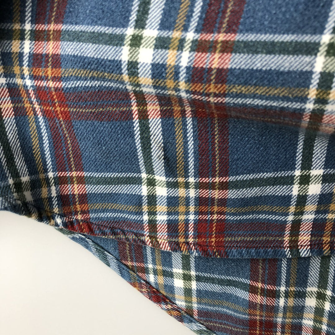 90'S GAP Vintage Long Sleeve Button-Down Flannel Check Shirt, Men's Size Medium cotton blue type Vintage Second Hand