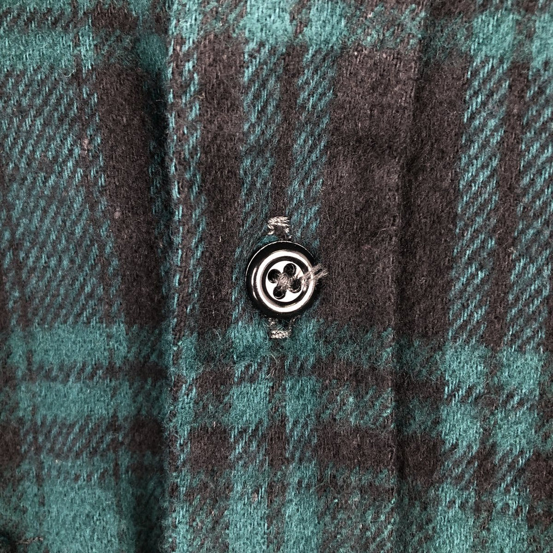 90'S Field & Stream Padded Long-Sleeve Heavy Flannel Check Shirt, Made in USA, Men's XL Equivalent, Vintage cotton green type Vintage Second Hand