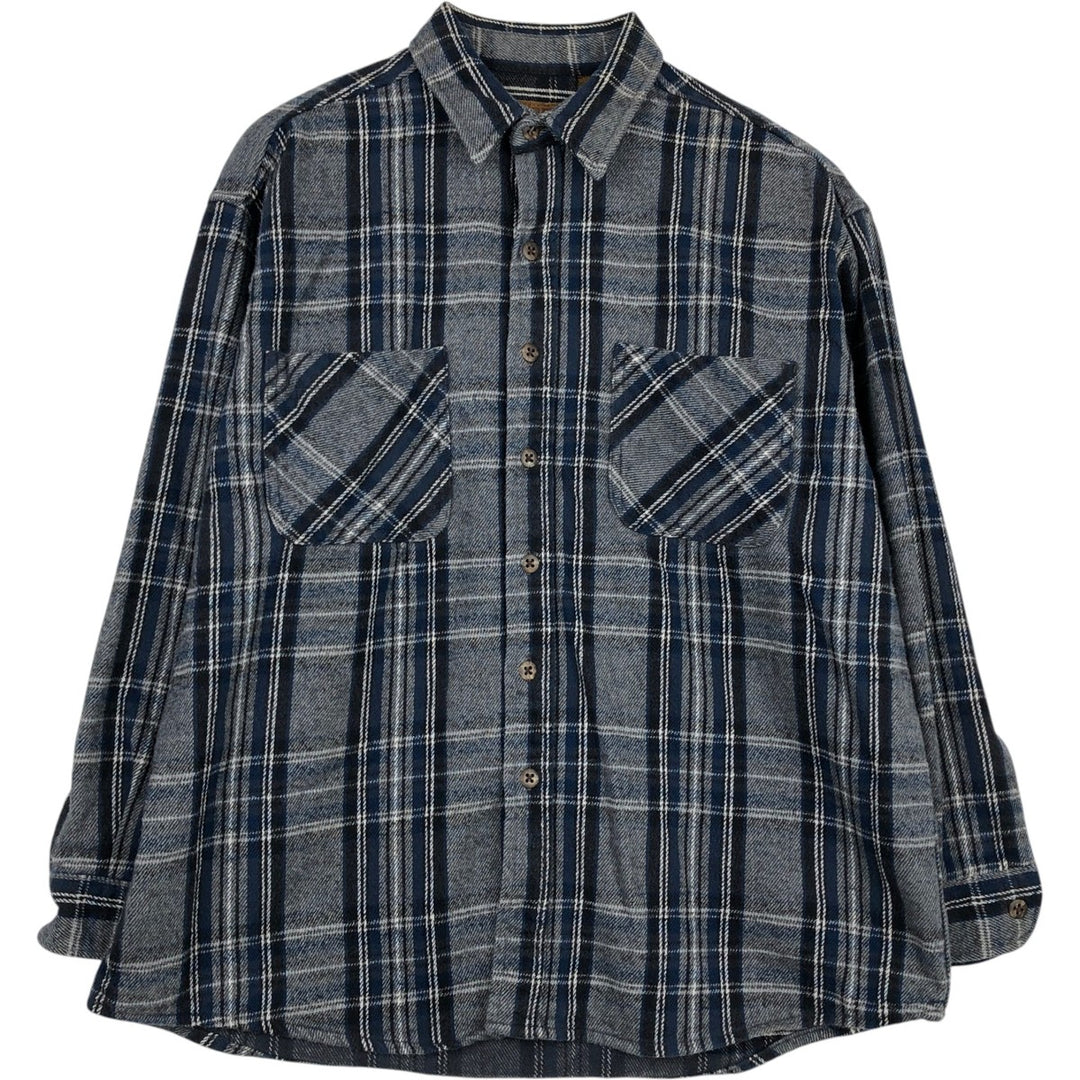 90s-00'S Vintage St. John's Bay Long Sleeve Flannel Check Shirt, Men's Size XL cotton gray type Vintage Second Hand