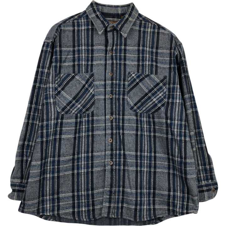 90s-00'S Vintage St. John's Bay Long Sleeve Flannel Check Shirt, Men's Size XL cotton gray type Vintage Second Hand
