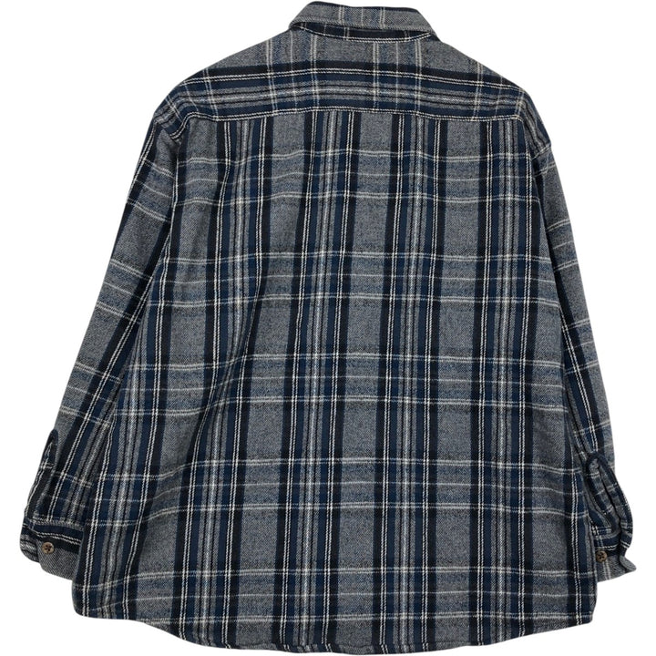 90s-00'S Vintage St. John's Bay Long Sleeve Flannel Check Shirt, Men's Size XL cotton gray type Vintage Second Hand