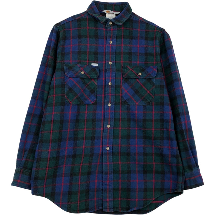 Carhartt ORIGINAL FIT long sleeve flannel check shirt, men's size L unclear green type Vintage Second Hand