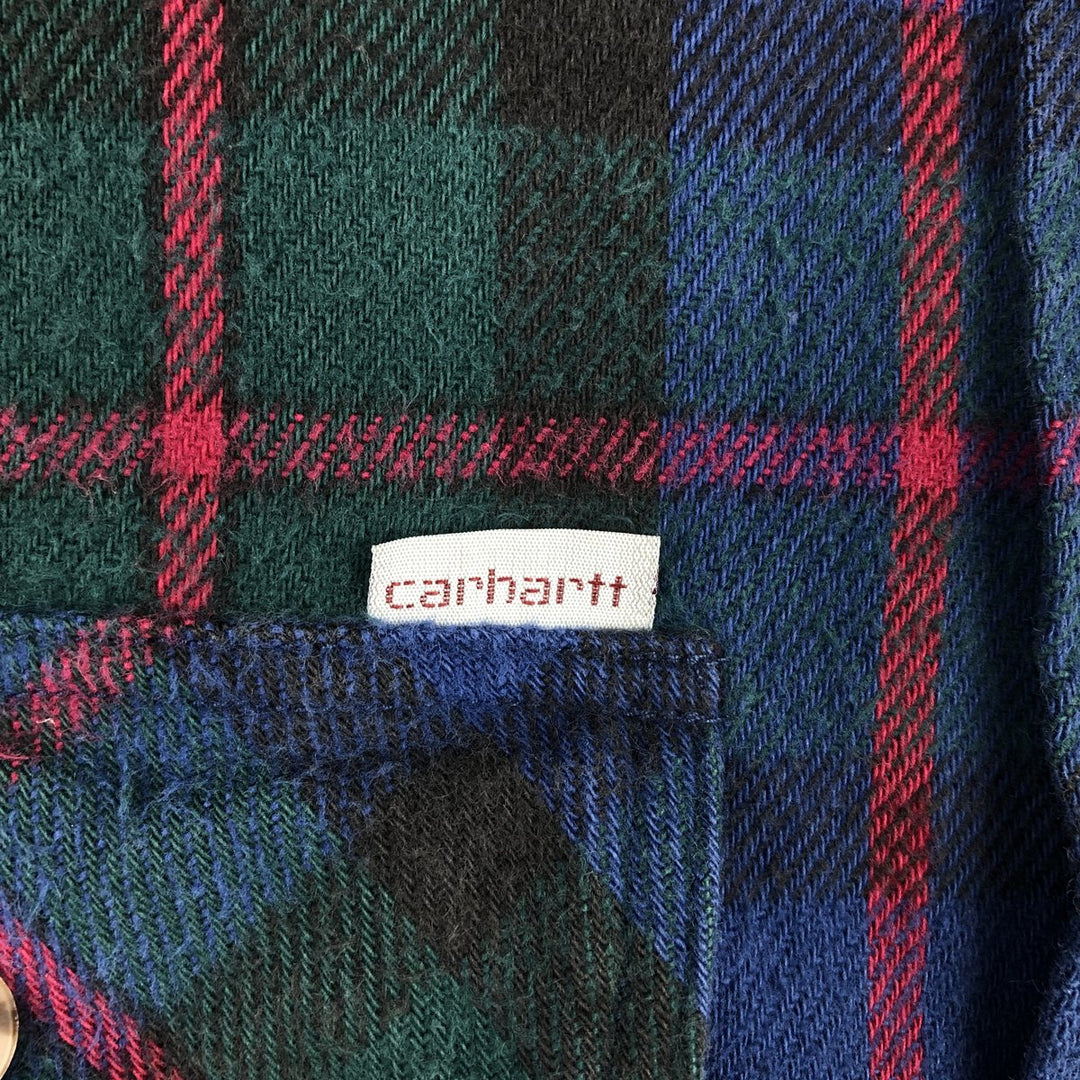 Carhartt ORIGINAL FIT long sleeve flannel check shirt, men's size L unclear green type Vintage Second Hand