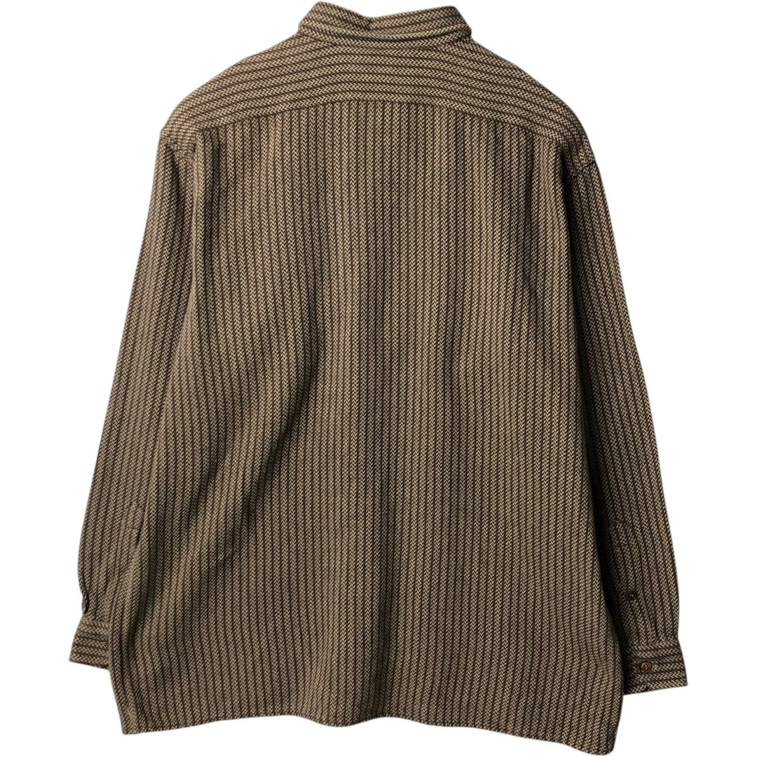 Pierre Cardin CHEMISES All-over Herringbone Pattern Long-Sleeve Flannel Check Shirt, Boxy Shirt, Men's XL Equivalent unclear brown type Vintage Second Hand