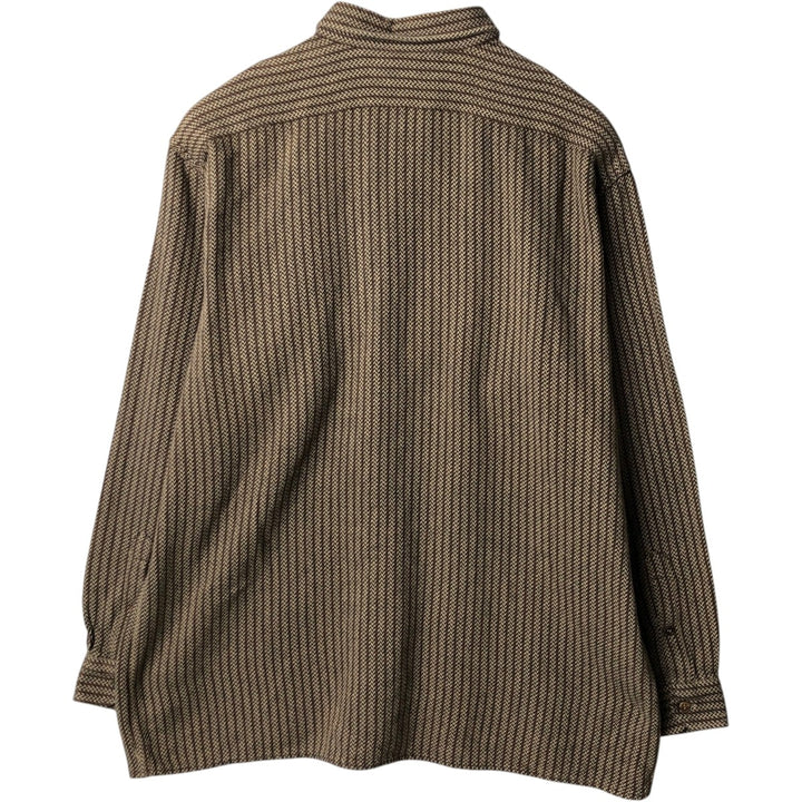 Pierre Cardin CHEMISES All-over Herringbone Pattern Long-Sleeve Flannel Check Shirt, Boxy Shirt, Men's XL Equivalent unclear brown type Vintage Second Hand
