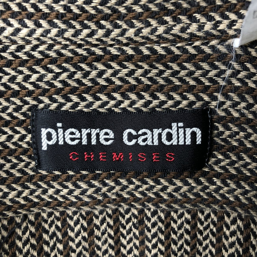 Pierre Cardin CHEMISES All-over Herringbone Pattern Long-Sleeve Flannel Check Shirt, Boxy Shirt, Men's XL Equivalent unclear brown type Vintage Second Hand