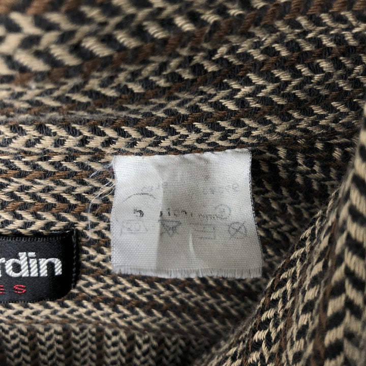 Pierre Cardin CHEMISES All-over Herringbone Pattern Long-Sleeve Flannel Check Shirt, Boxy Shirt, Men's XL Equivalent unclear brown type Vintage Second Hand