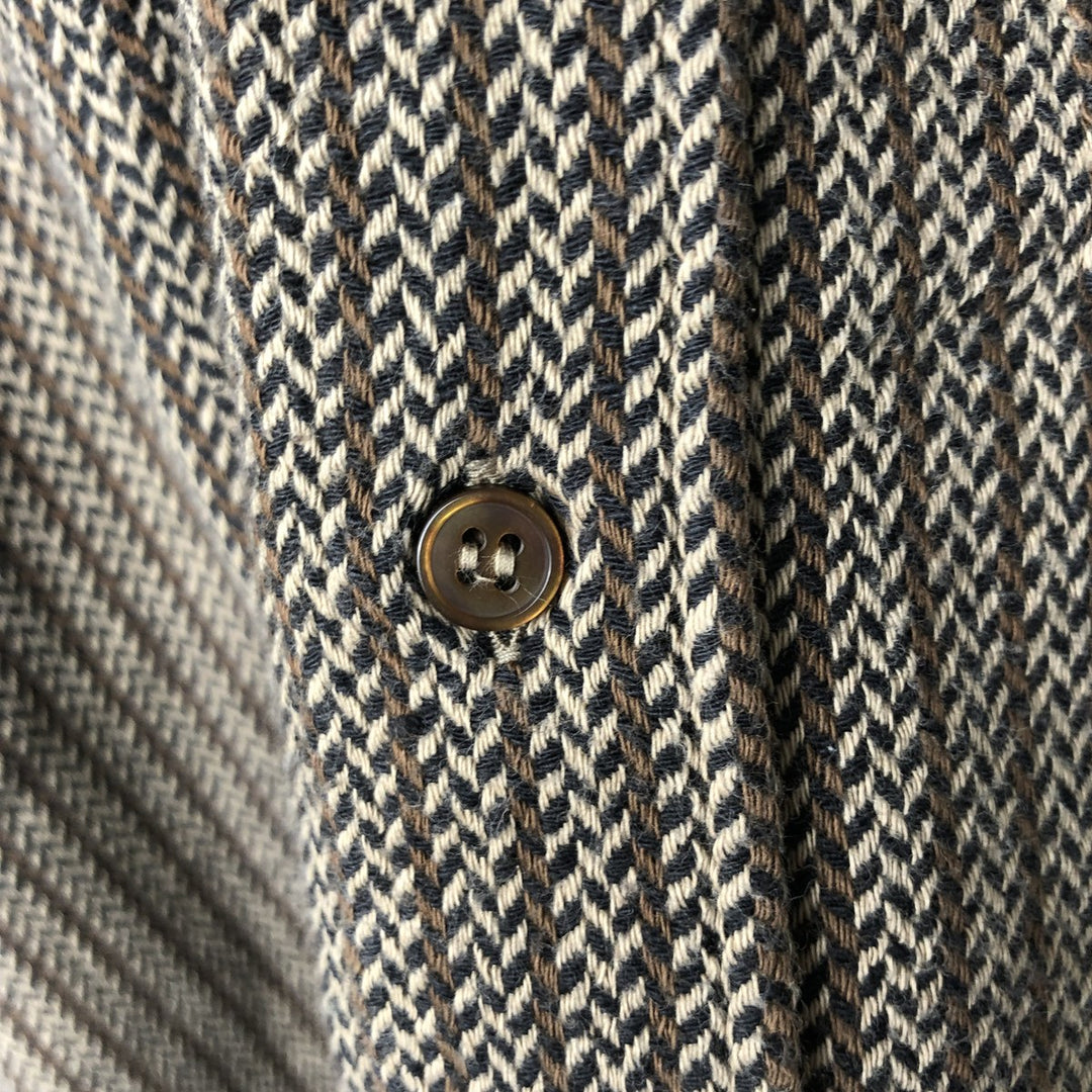 Pierre Cardin CHEMISES All-over Herringbone Pattern Long-Sleeve Flannel Check Shirt, Boxy Shirt, Men's XL Equivalent unclear brown type Vintage Second Hand