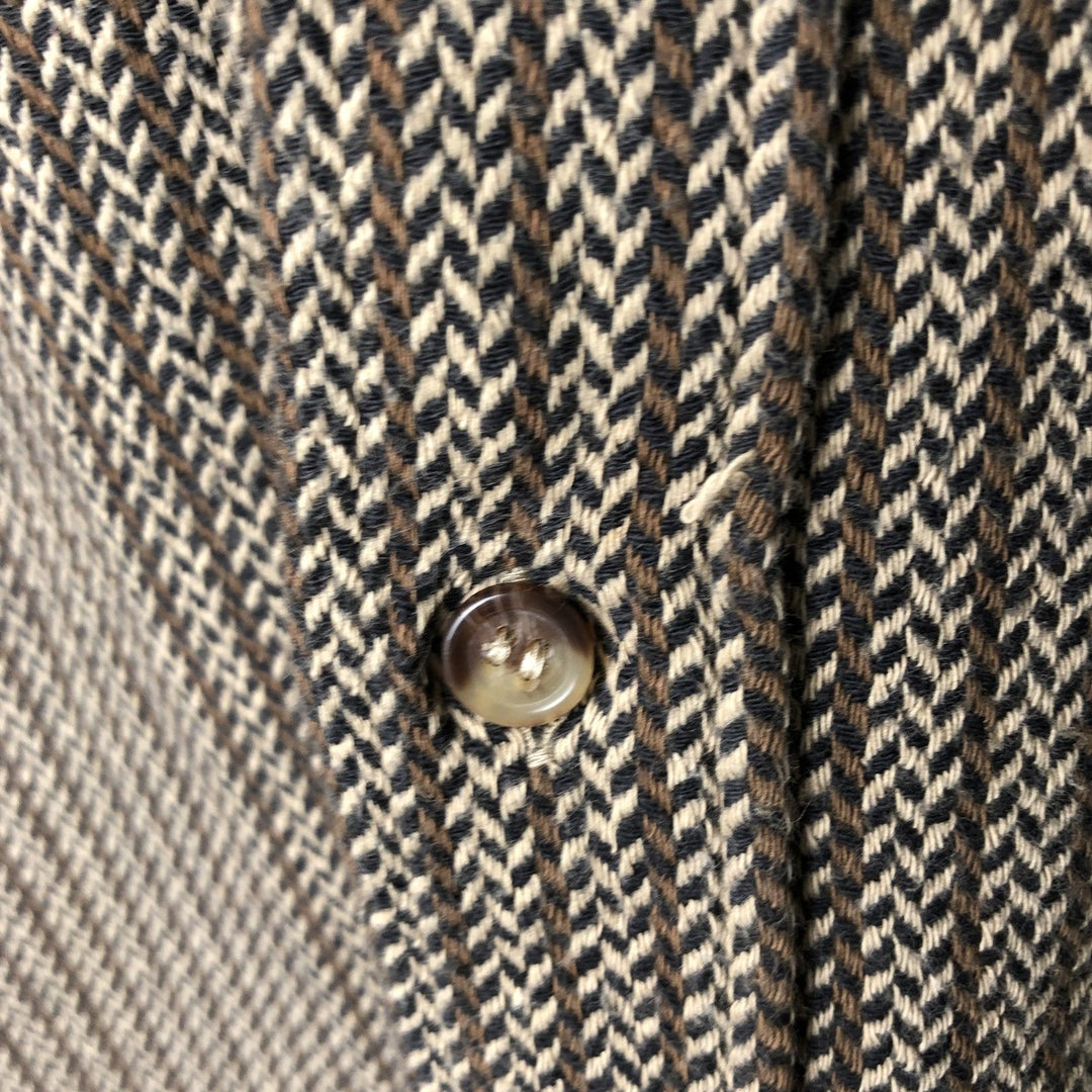 Pierre Cardin CHEMISES All-over Herringbone Pattern Long-Sleeve Flannel Check Shirt, Boxy Shirt, Men's XL Equivalent unclear brown type Vintage Second Hand