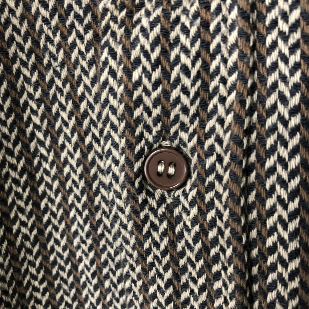 Pierre Cardin CHEMISES All-over Herringbone Pattern Long-Sleeve Flannel Check Shirt, Boxy Shirt, Men's XL Equivalent unclear brown type Vintage Second Hand