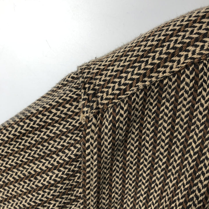 Pierre Cardin CHEMISES All-over Herringbone Pattern Long-Sleeve Flannel Check Shirt, Boxy Shirt, Men's XL Equivalent unclear brown type Vintage Second Hand