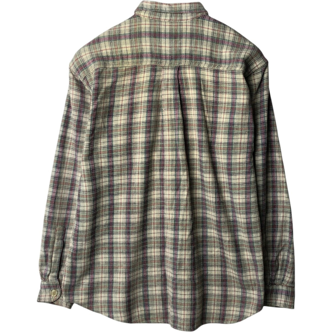 BLUE MAN CASUALS Long-Sleeve Flannel Check Shirt, Men's Size XL (approx.) cotton Beige type Vintage Second Hand