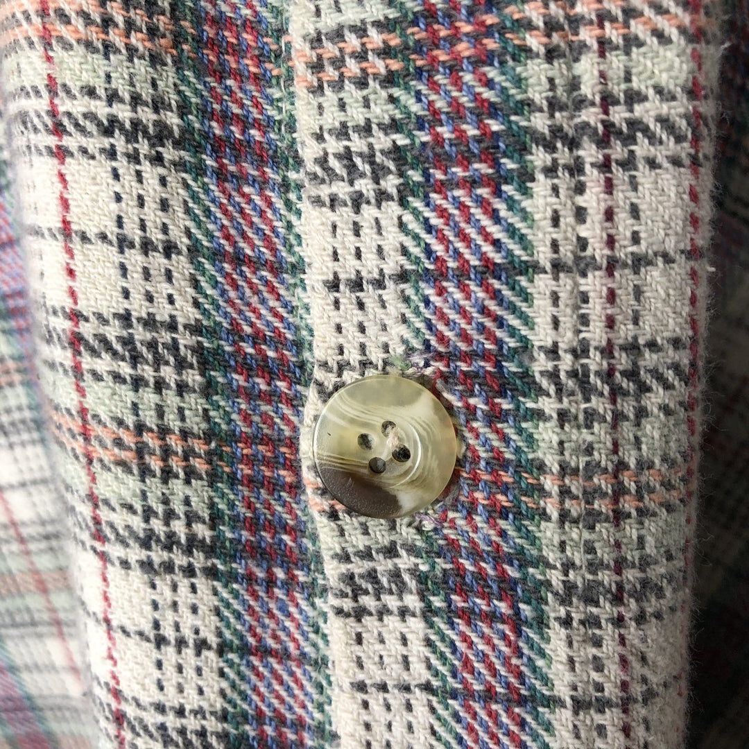 BLUE MAN CASUALS Long-Sleeve Flannel Check Shirt, Men's Size XL (approx.) cotton Beige type Vintage Second Hand
