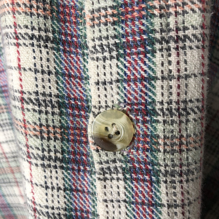 BLUE MAN CASUALS Long-Sleeve Flannel Check Shirt, Men's Size XL (approx.) cotton Beige type Vintage Second Hand