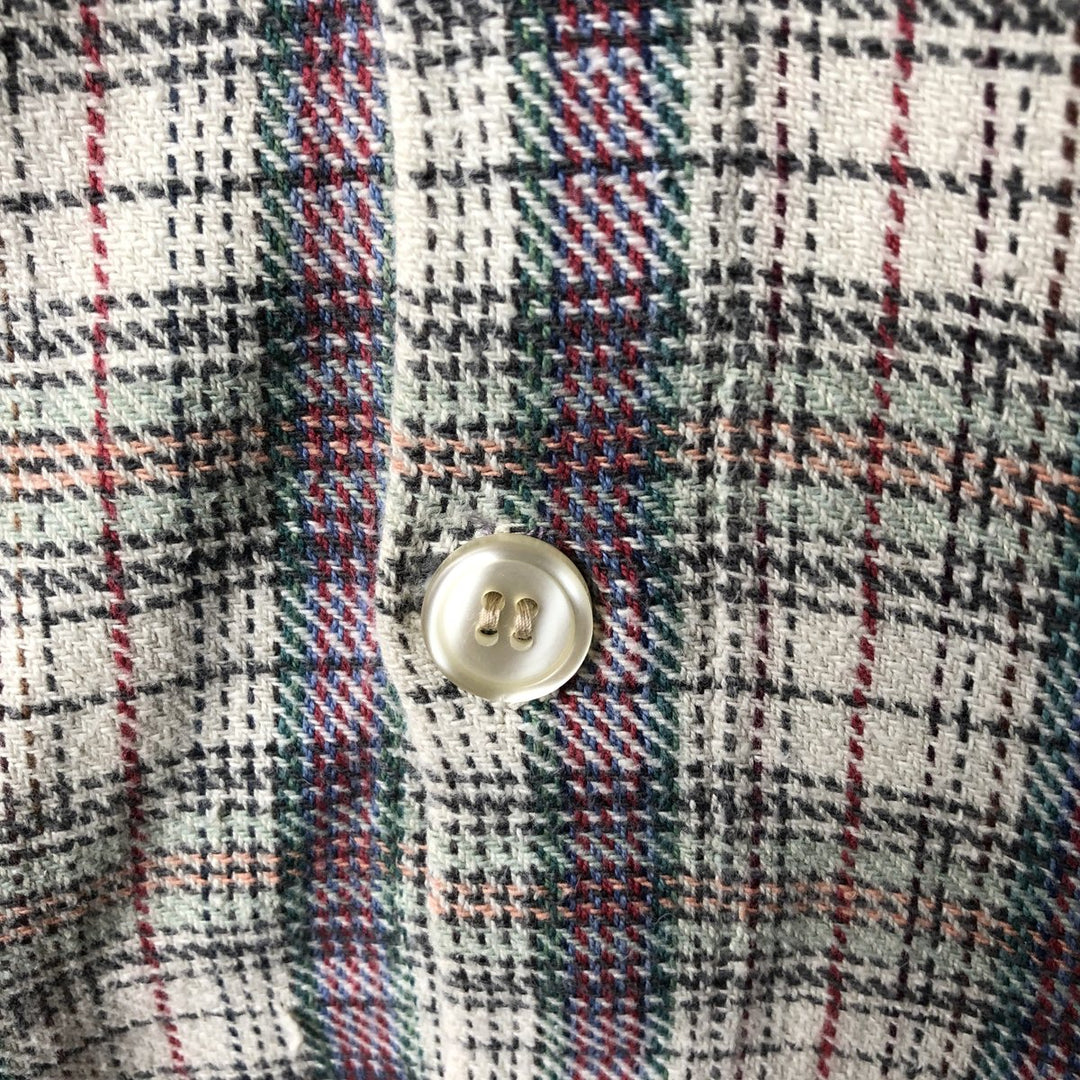 BLUE MAN CASUALS Long-Sleeve Flannel Check Shirt, Men's Size XL (approx.) cotton Beige type Vintage Second Hand