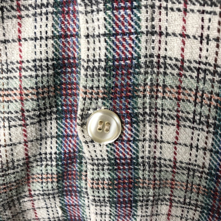 BLUE MAN CASUALS Long-Sleeve Flannel Check Shirt, Men's Size XL (approx.) cotton Beige type Vintage Second Hand