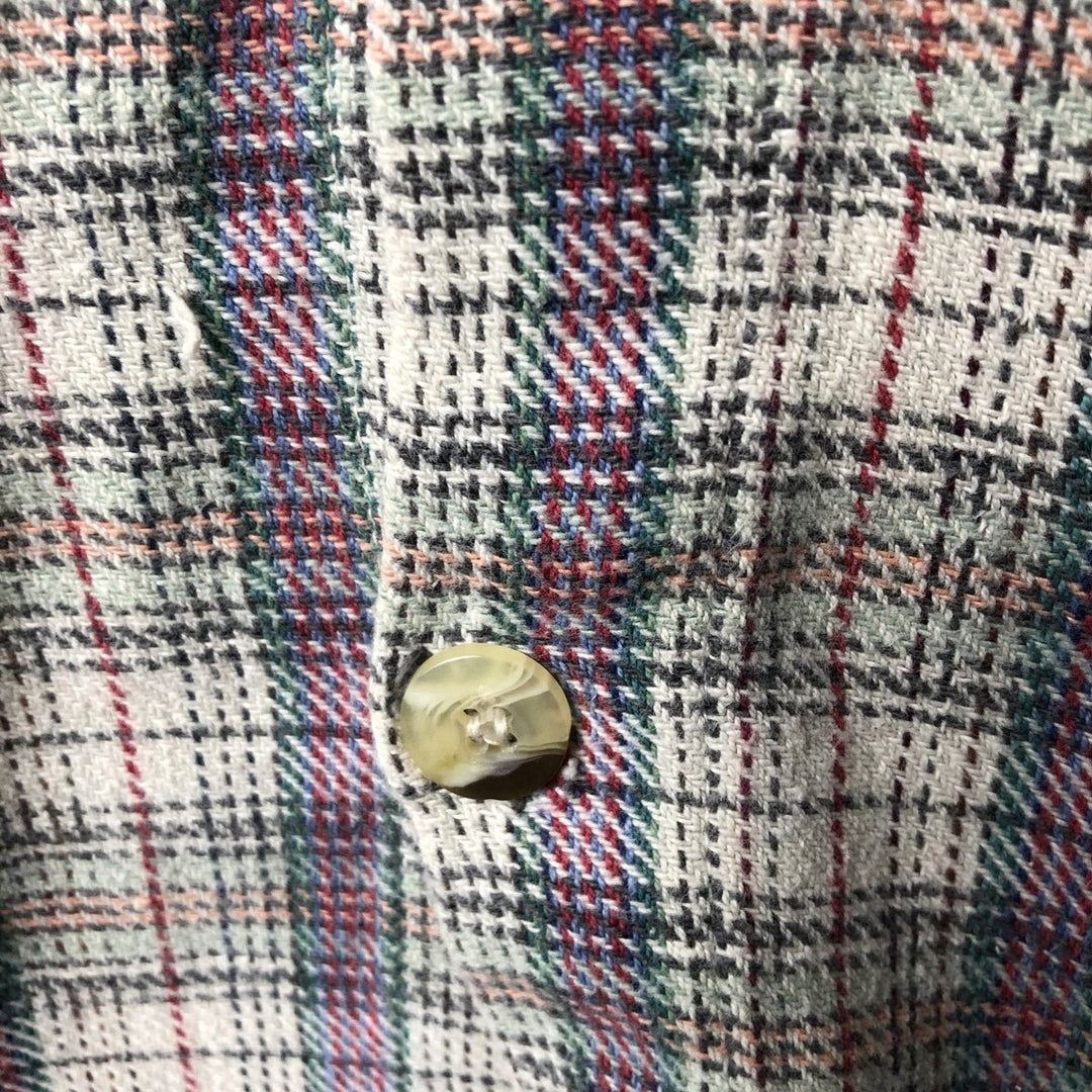 BLUE MAN CASUALS Long-Sleeve Flannel Check Shirt, Men's Size XL (approx.) cotton Beige type Vintage Second Hand