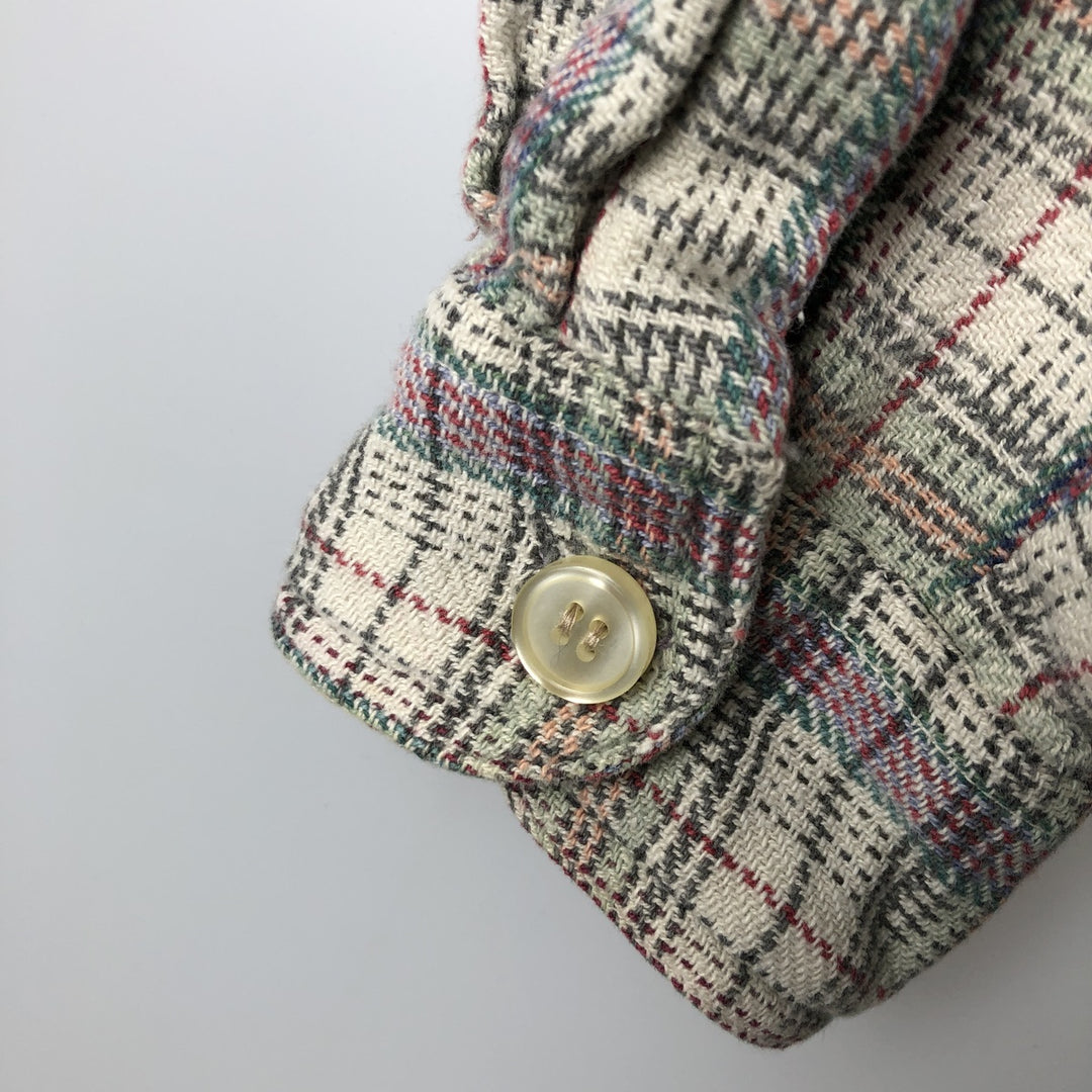 BLUE MAN CASUALS Long-Sleeve Flannel Check Shirt, Men's Size XL (approx.) cotton Beige type Vintage Second Hand
