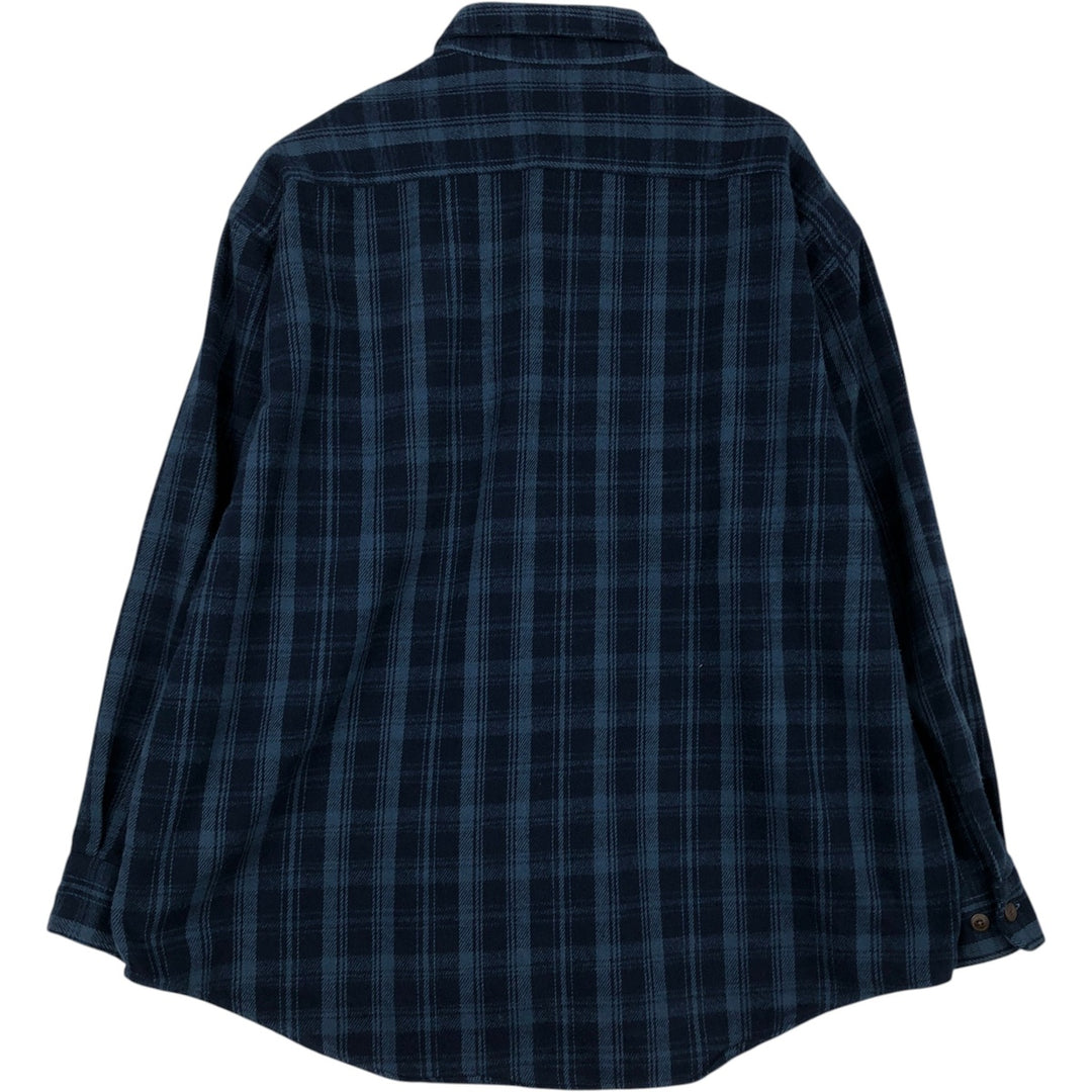 90s-00'S Vintage St. John's Bay Long Sleeve Flannel Check Shirt, Men's Size XL cotton navy blue type Vintage Second Hand