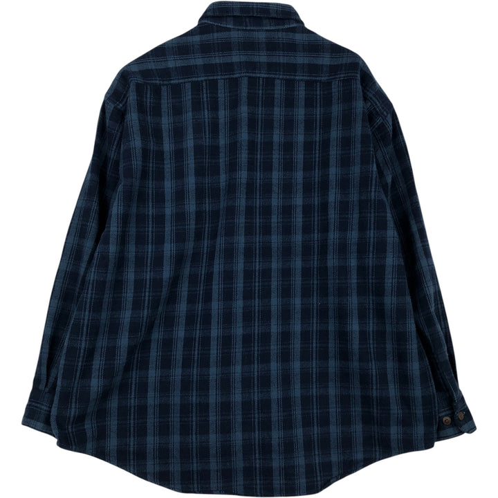 90s-00'S Vintage St. John's Bay Long Sleeve Flannel Check Shirt, Men's Size XL cotton navy blue type Vintage Second Hand