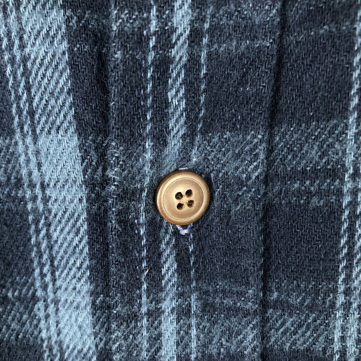 90s-00'S Vintage St. John's Bay Long Sleeve Flannel Check Shirt, Men's Size XL cotton navy blue type Vintage Second Hand