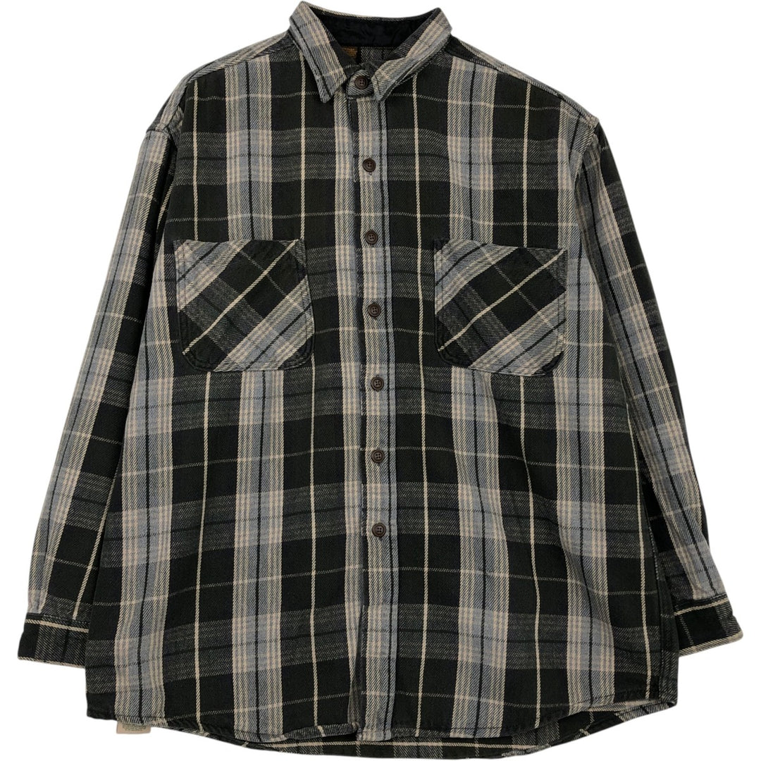 90s-00'S Vintage St. John's Bay Long Sleeve Flannel Check Shirt, Men's Size L cotton gray type Vintage Second Hand