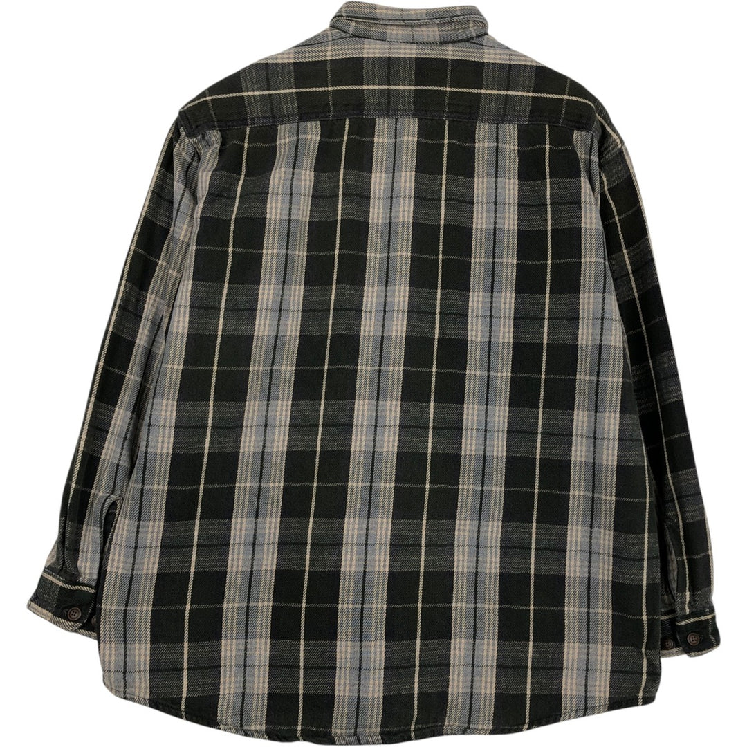 90s-00'S Vintage St. John's Bay Long Sleeve Flannel Check Shirt, Men's Size L cotton gray type Vintage Second Hand