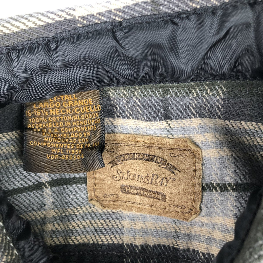 90s-00'S Vintage St. John's Bay Long Sleeve Flannel Check Shirt, Men's Size L cotton gray type Vintage Second Hand