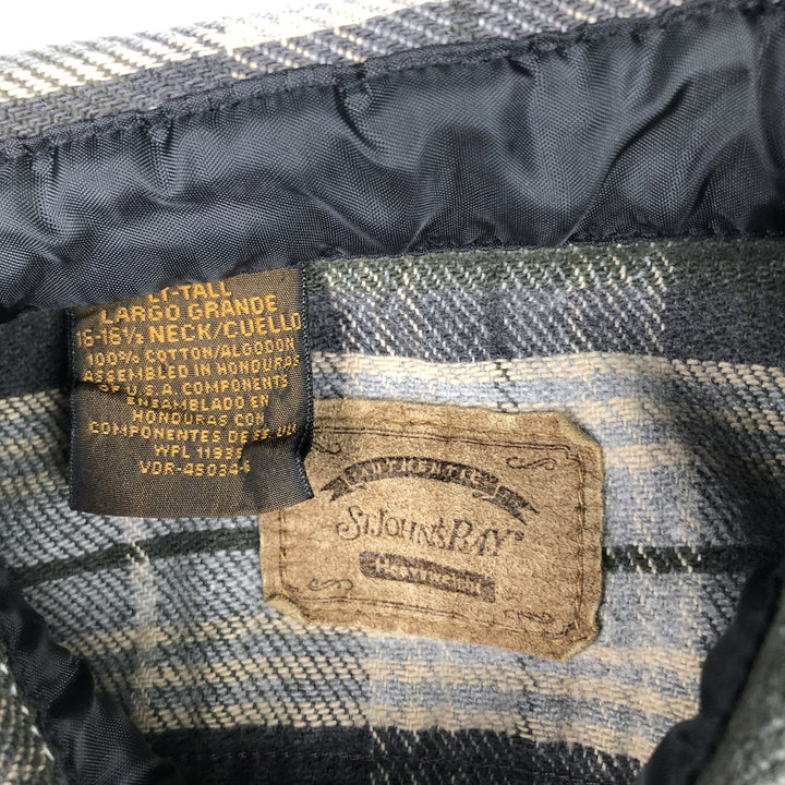 90s-00'S Vintage St. John's Bay Long Sleeve Flannel Check Shirt, Men's Size L cotton gray type Vintage Second Hand