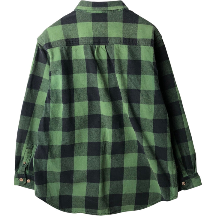 FIELD and STREAM Buffalo Check Long Sleeve Heavy Flannel Check Shirt, Men's Size XL unclear green type Vintage Second Hand