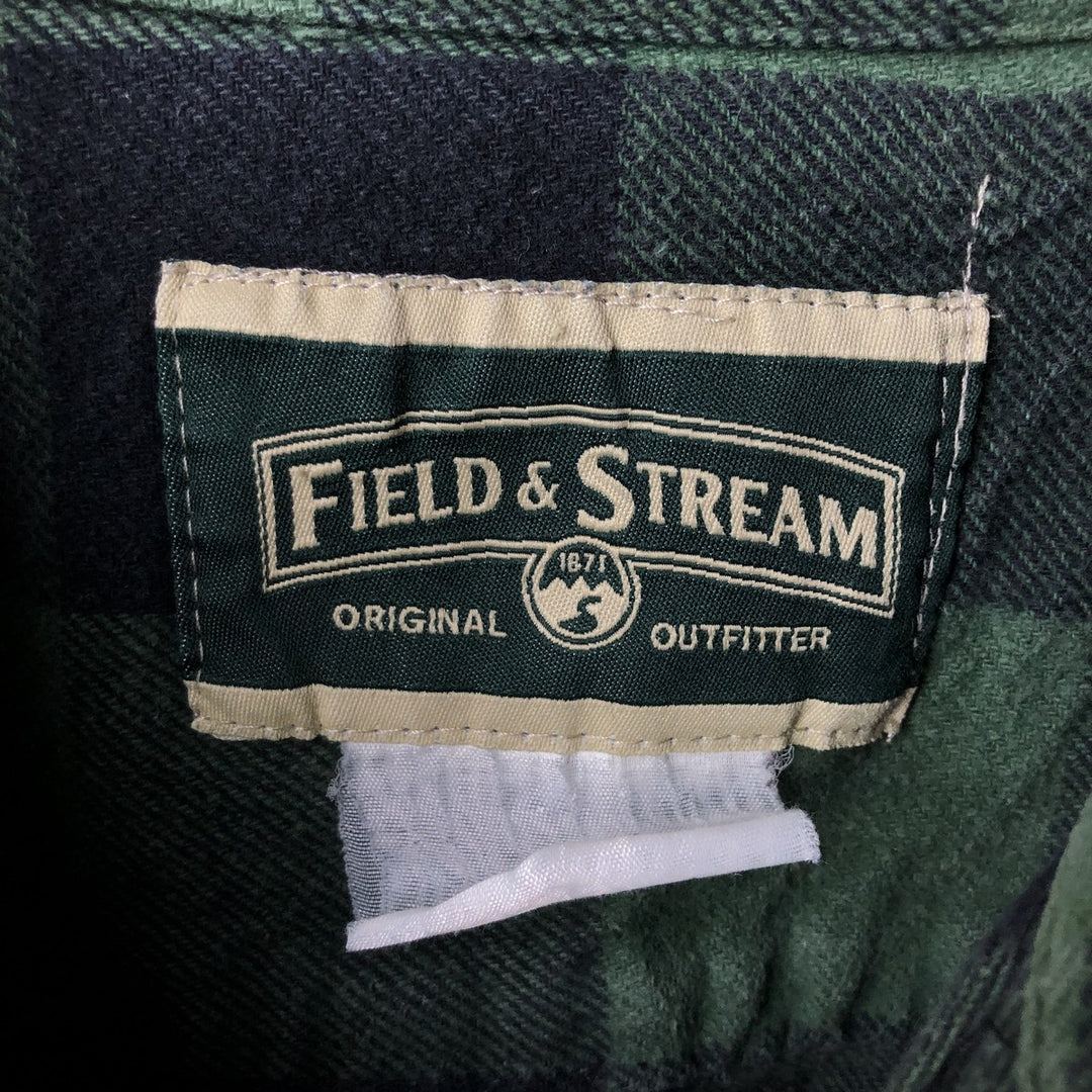 FIELD and STREAM Buffalo Check Long Sleeve Heavy Flannel Check Shirt, Men's Size XL unclear green type Vintage Second Hand
