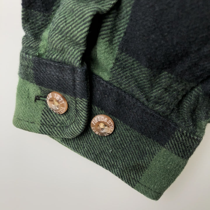 FIELD and STREAM Buffalo Check Long Sleeve Heavy Flannel Check Shirt, Men's Size XL unclear green type Vintage Second Hand