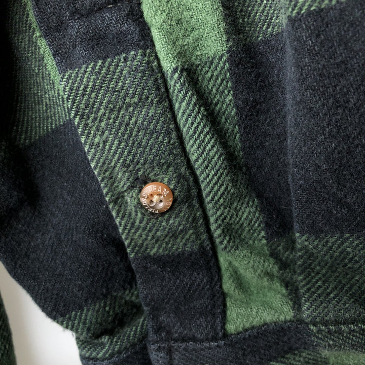 FIELD and STREAM Buffalo Check Long Sleeve Heavy Flannel Check Shirt, Men's Size XL unclear green type Vintage Second Hand
