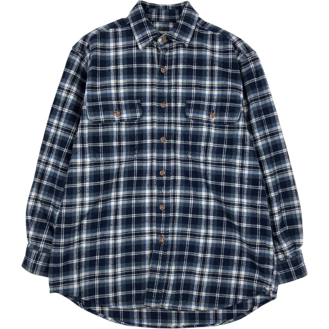 FIELD and STREAM Long Sleeve Flannel Check Shirt, Men's Size M cotton navy blue type Vintage Second Hand
