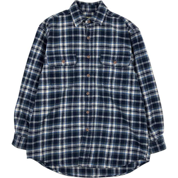 FIELD and STREAM Long Sleeve Flannel Check Shirt, Men's Size M cotton navy blue type Vintage Second Hand
