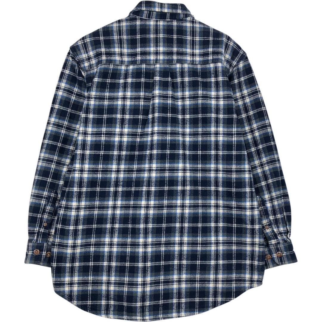 FIELD and STREAM Long Sleeve Flannel Check Shirt, Men's Size M cotton navy blue type Vintage Second Hand
