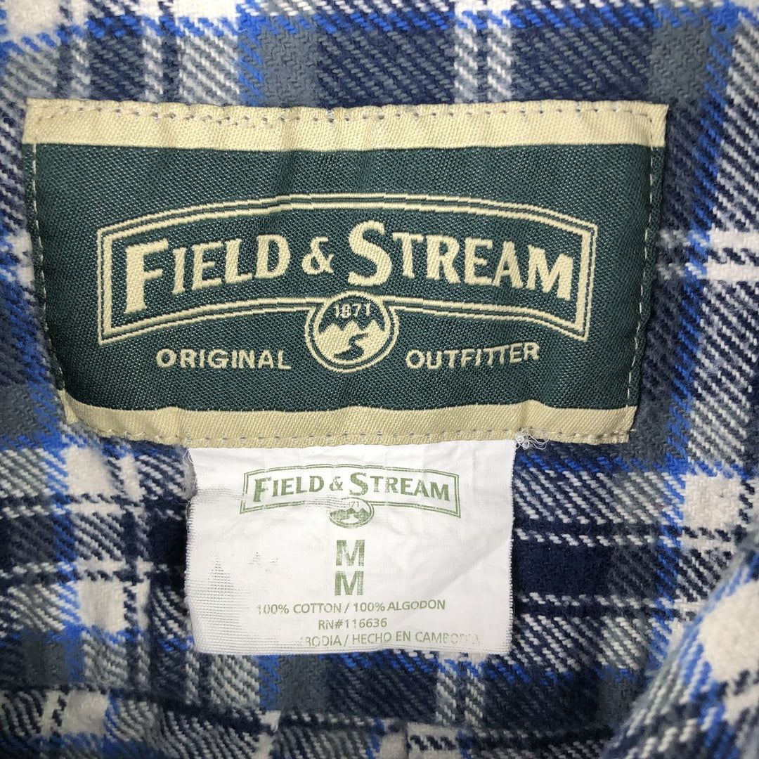 FIELD and STREAM Long Sleeve Flannel Check Shirt, Men's Size M cotton navy blue type Vintage Second Hand