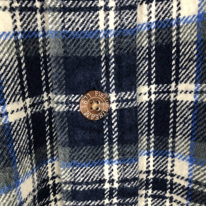 FIELD and STREAM Long Sleeve Flannel Check Shirt, Men's Size M cotton navy blue type Vintage Second Hand